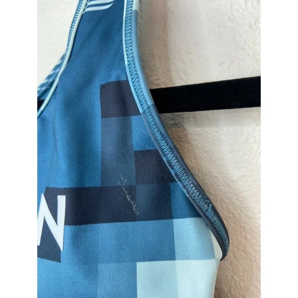 Adidas Peloton women's small blue teal racer‎ back sports bra medium support NWT